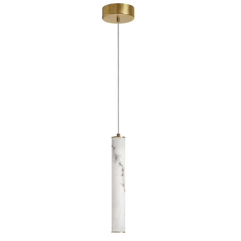 Dainolite Reuben 1 Light LED Pendant, Aged Brass/White