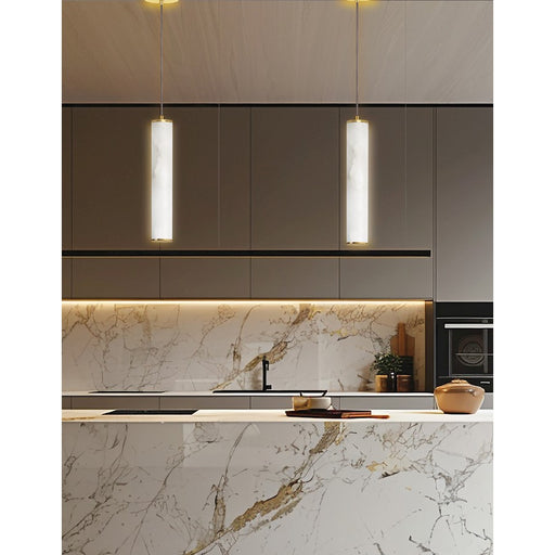 Dainolite Reuben 1 Light LED Pendant, Aged Brass/White