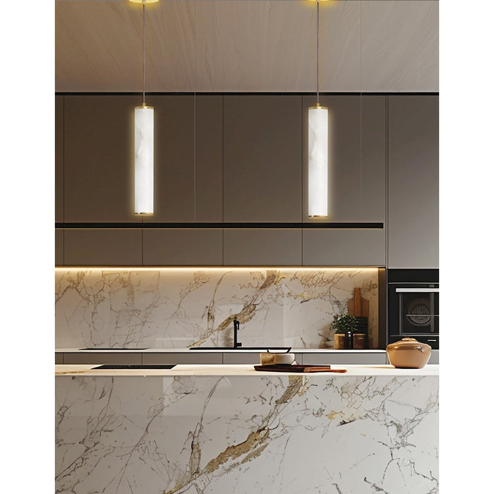 Dainolite Reuben 1 Light LED Pendant, Aged Brass/White