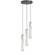 Dainolite Reuben 12in 3-Light LED Pendant | Industrial Matte Black and White Faux Alabaster | Kitchen Island & Dining Room | Model RBN-1230LEDP-MB