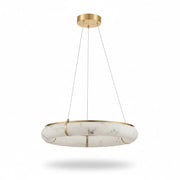 Dainolite Reuben 24in 1-Light LED Pendant | Contemporary Aged Brass Metal and Faux Alabaster Acrylic | Dining Room & Kitchen | Model RBN-2360LEDP-AGB-ALB