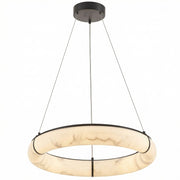 Dainolite Reuben 24in 1-Light LED Pendant | Contemporary Matte Black Metal and Faux Alabaster Acrylic | Dining Room & Kitchen | Model RBN-2360LEDP-MB-ALB
