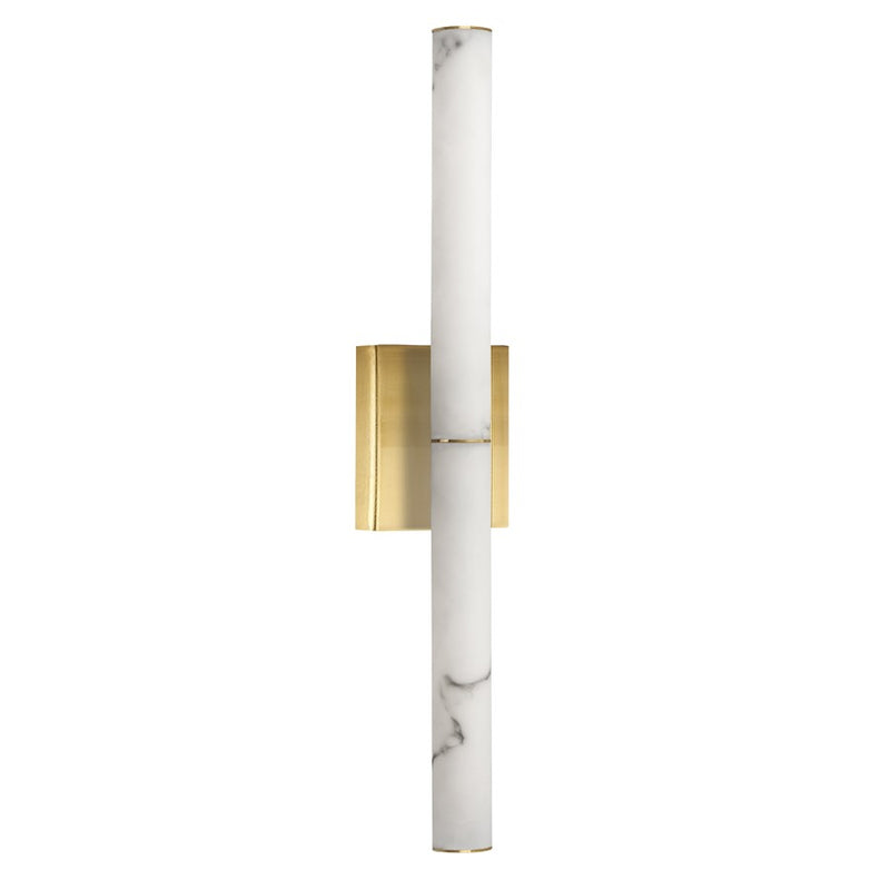 Dainolite Reuben 24in 1-Light LED Wall Sconce | Contemporary Aged Brass and White Faux Alabaster | Bedroom & Powder Room | Model RBN-2420W-AGB-ALB