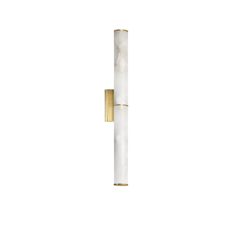 Dainolite Reuben 24in 1-Light LED Wall Sconce | Contemporary Aged Brass and White Faux Alabaster | Bedroom & Powder Room | Model RBN-2420W-AGB-ALB