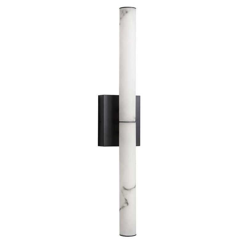 Dainolite Reuben 24in 1-Light LED Wall Sconce | Contemporary Matte Black and White Faux Alabaster | Bedroom & Powder Room | Model RBN-2420W-MB-ALB