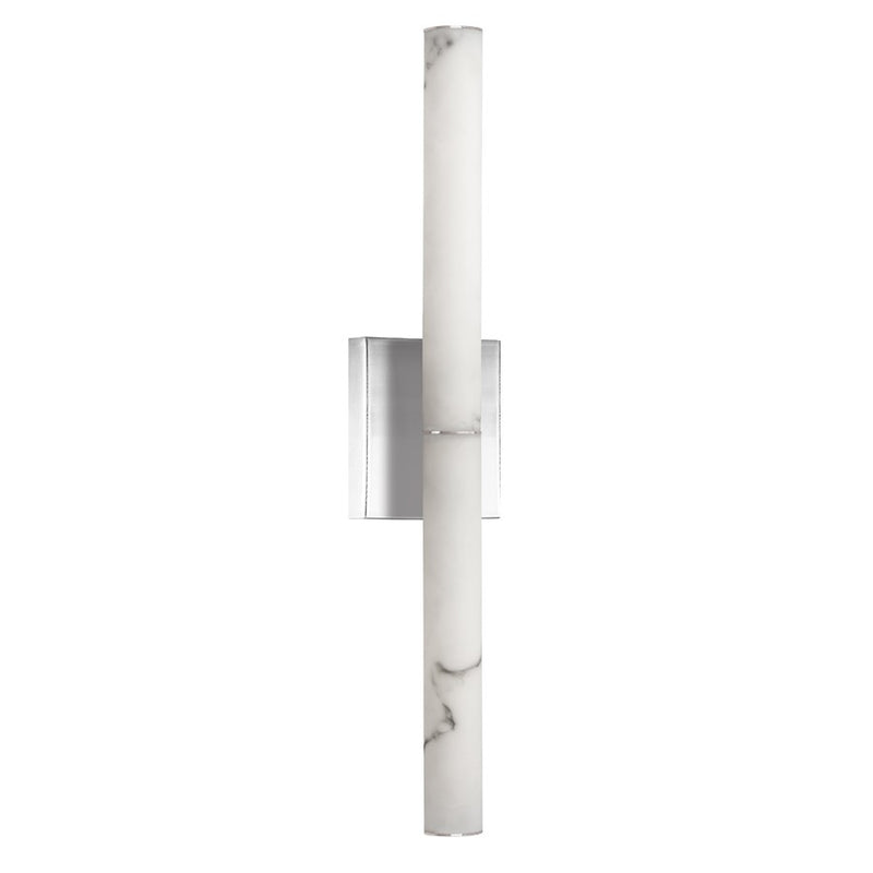 Dainolite Reuben 24in 1-Light Wall Sconce | Contemporary Polished Chrome and White Faux Alabaster | Bathroom & Powder Room | Model RBN-2420W-PC-ALB