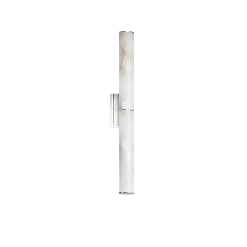 Dainolite Reuben 24in 1-Light Wall Sconce | Contemporary Polished Chrome and White Faux Alabaster | Bathroom & Powder Room | Model RBN-2420W-PC-ALB