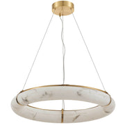 Dainolite Reuben 27in 1-Light LED Pendant | Contemporary Aged Brass and Faux Alabaster Acrylic | Dining Room & Living Room | Model RBN-2768LEDP-AGB-ALB
