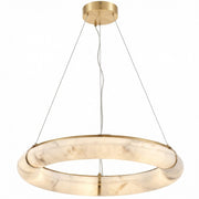 Dainolite Reuben 27in 1-Light LED Pendant | Contemporary Aged Brass and Faux Alabaster Acrylic | Dining Room & Living Room | Model RBN-2768LEDP-AGB-ALB