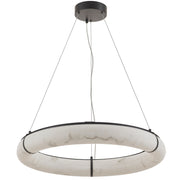 Dainolite Reuben 27in 1-Light LED Pendant | Contemporary Matte Black and Faux Alabaster Acrylic | Dining Room & Living Room | Model RBN-2768LEDP-MB-ALB