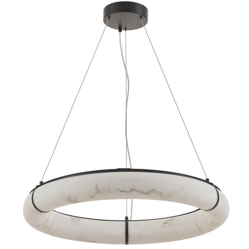 Dainolite Reuben 27in 1-Light LED Pendant | Contemporary Matte Black and Faux Alabaster Acrylic | Dining Room & Living Room | Model RBN-2768LEDP-MB-ALB