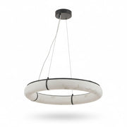 Dainolite Reuben 27in 1-Light LED Pendant | Contemporary Matte Black and Faux Alabaster Acrylic | Dining Room & Living Room | Model RBN-2768LEDP-MB-ALB