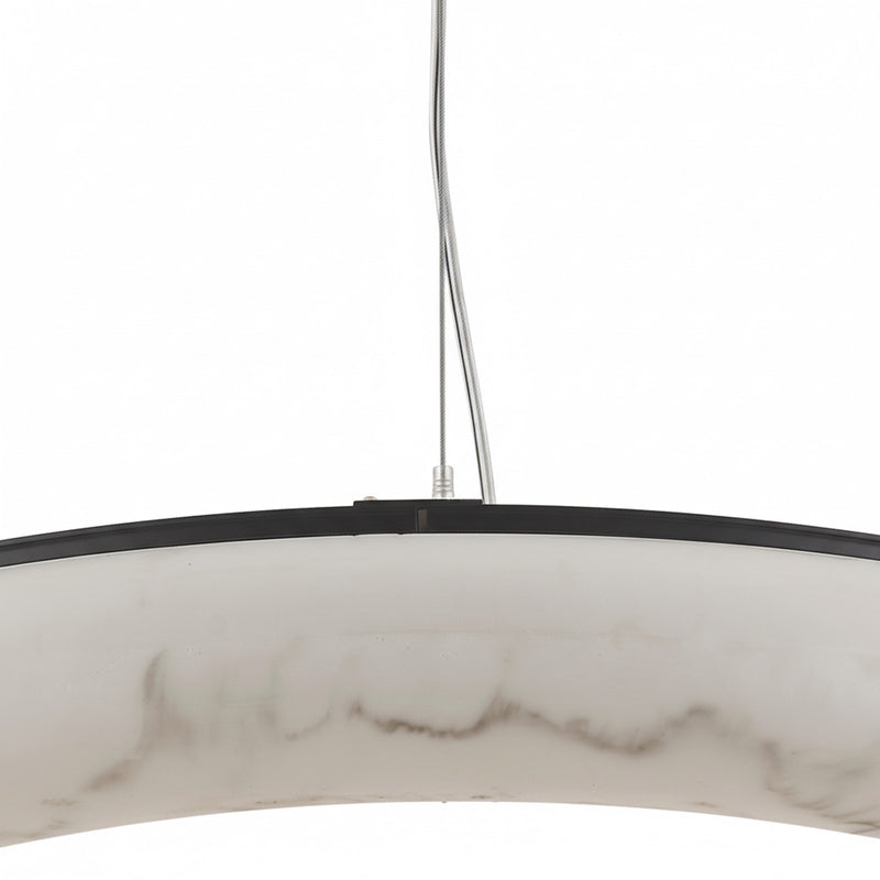 Dainolite Reuben 27in 1-Light LED Pendant | Contemporary Matte Black and Faux Alabaster Acrylic | Dining Room & Living Room | Model RBN-2768LEDP-MB-ALB