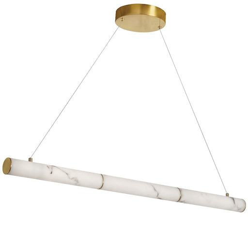 Dainolite Reuben 1 Light LED Linear Pendant, Brass/White - RBN-4030HP-AGB-ALB