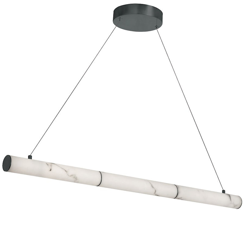 Dainolite Reuben 40in 1-Light Linear Pendant | Contemporary Matte Black and White Faux Alabaster | Kitchen Island & Dining | Model RBN-4030HP-MB-ALB