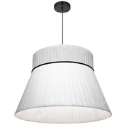 Dainolite Rochelle 24in 1-Light Pendant | Transitional Black and White Ribbon Shade | Kitchen Island & Dining Room | Model RCH-241P-MB-WH