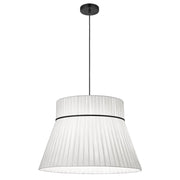 Dainolite Rochelle 24in 1-Light Pendant | Transitional Black and White Ribbon Shade | Kitchen Island & Dining Room | Model RCH-241P-MB-WH