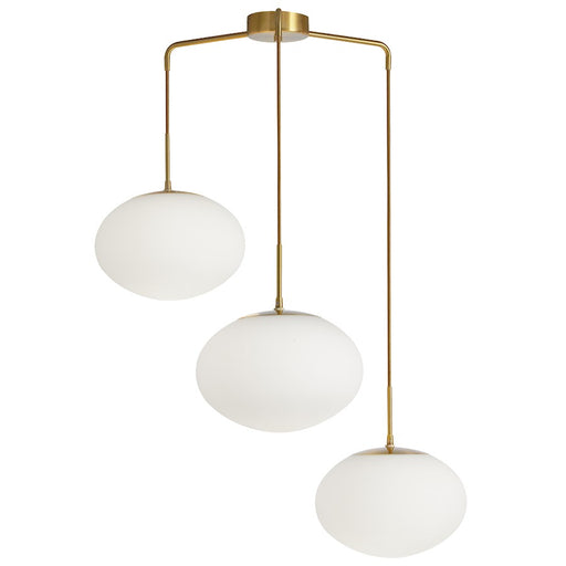 Dainolite Rachel 3 Light Pendant, Aged Brass/White - RCL-323P-AGB