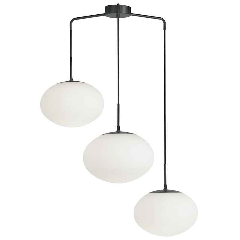 Dainolite Rachel 3 Light Pendant, Matte Black/White