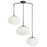 Dainolite Rachel 3 Light Pendant, Matte Black/White - RCL-323P-MB