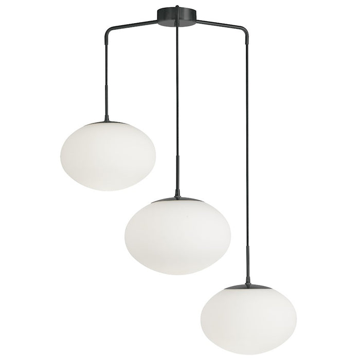 Dainolite Rachel 3 Light Pendant, Matte Black/White - RCL-323P-MB