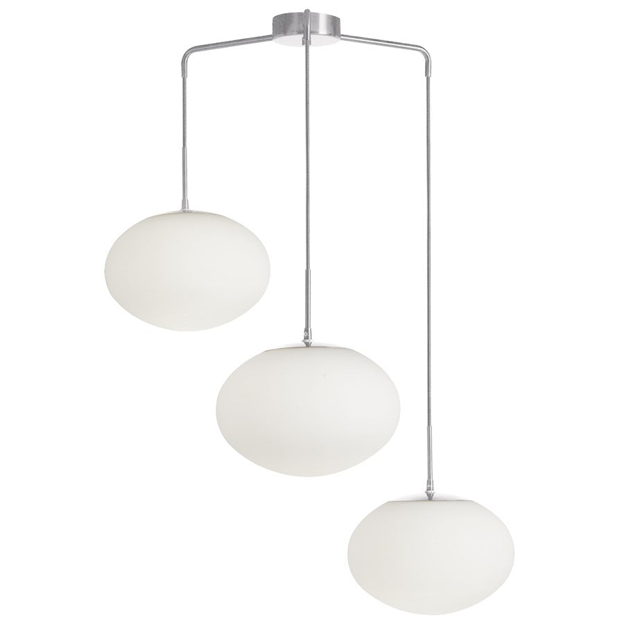 Dainolite Rachel 3 Light Pendant, Polished Chrome/White - RCL-323P-PC