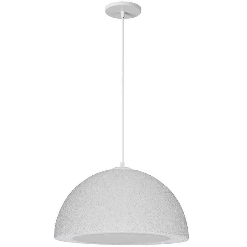 Dainolite Reese 16in 1-Light Pendant | Transitional Matte White Foam Dome | Kitchen Island & Dining Room | 16 x 16 x 8 in | Model REE-161P-MW