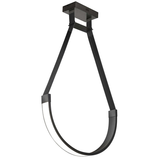 Dainolite Regan 24in 1-Light LED Pendant | Contemporary Matte Black and Black Faux Leather | Kitchen Island & Dining Room | Model REG-241LEDP-MB