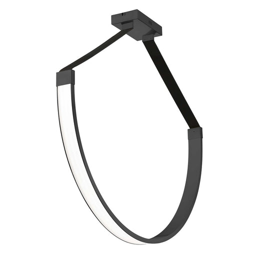 Dainolite Regan 40in 1-Light Pendant | Contemporary Matte Black and Black Faux Leather | Kitchen Island & Dining Room | Model REG-401LEDP-MB