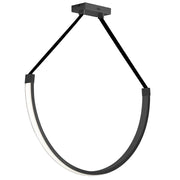 Dainolite Regan 40in 1-Light Pendant | Contemporary Matte Black and Black Faux Leather | Kitchen Island & Dining Room | Model REG-401LEDP-MB