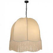 Dainolite Reina 30in 1-Light Pendant | Traditional Matte Black and White Fabric Bell Shade | Dining Room & Entryway | 30 x 30 x 30 in | Model REN-301P-MB