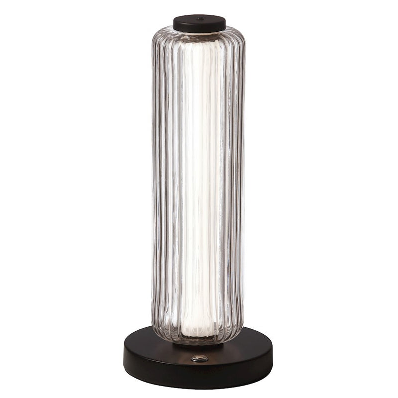 Dainolite Ramona 15in 1-Light Table Lamp | Contemporary Matte Black and Clear Glass | Bedroom & Office Desk | 490 Lumens | Model RMA-1510LEDT-MB