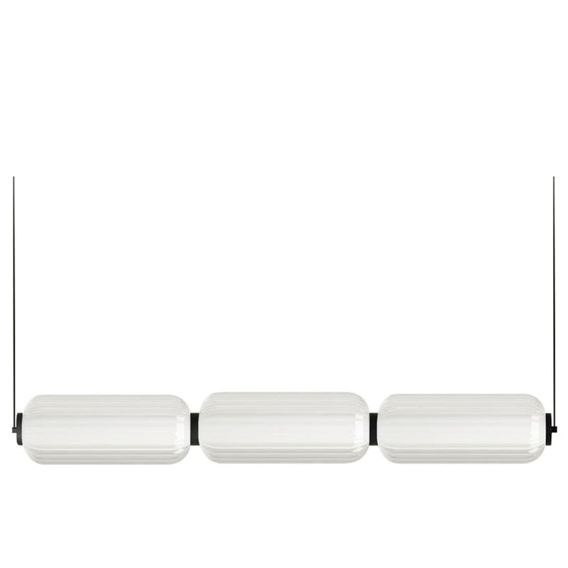 Dainolite Ramona 38in 1-Light Horizontal Pendant | Transitional Matte Black and Clear Glass | Kitchen Island & Dining Room | Model RMA-3830LEDHP-MB