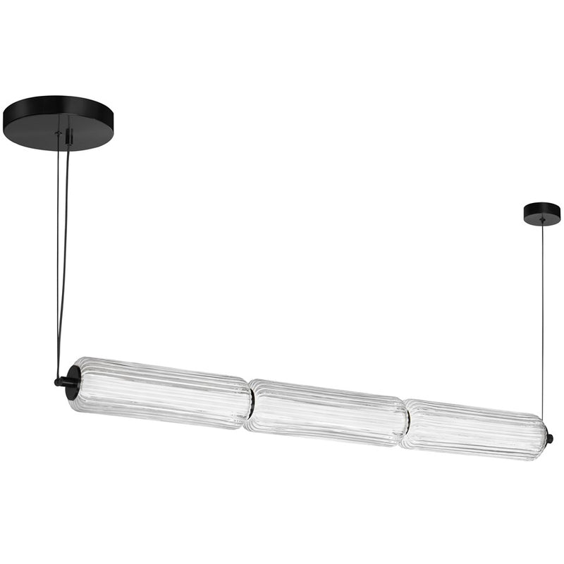 Dainolite Ramona 38in 1-Light Horizontal Pendant | Transitional Matte Black and Clear Glass | Kitchen Island & Dining Room | Model RMA-3830LEDHP-MB
