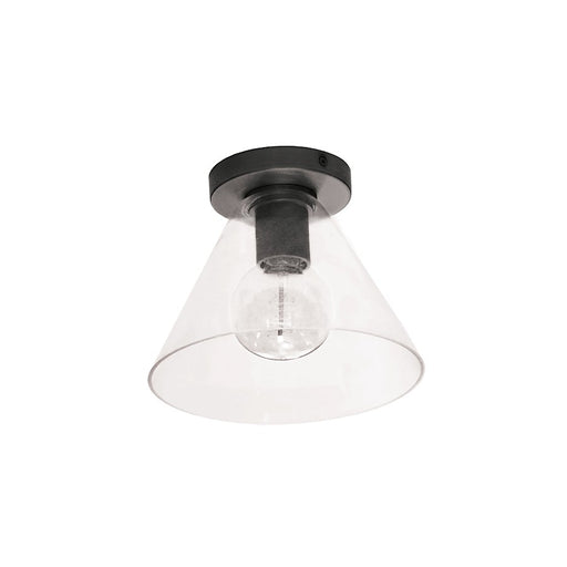 Dainolite Roswell 9in 1-Light Flush Mount | Transitional Matte Black Metal and Clear Glass | Hallway & Bedroom Ceiling Light | 9 x | Model RSW-91FH-MB-CLR