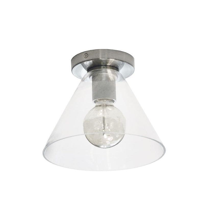 Dainolite Roswell 9in 1-Light Flush Mount | Transitional Satin Chrome and Clear Glass | Hallway & Bathroom | 9 x 9 x 7 in | Model RSW-91FH-SC-CLR