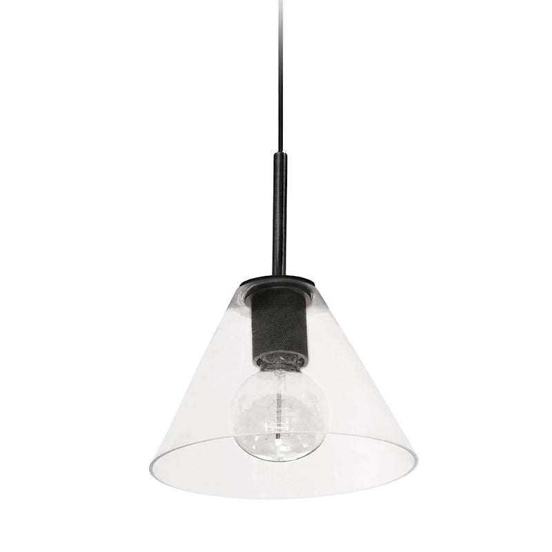 Dainolite Roswell 9in 1-Light Pendant | Transitional Matte Black and Clear Glass | Kitchen Island & Dining Room | 9 x 9 x 10 in | Model RSW-91P-MB-CLR