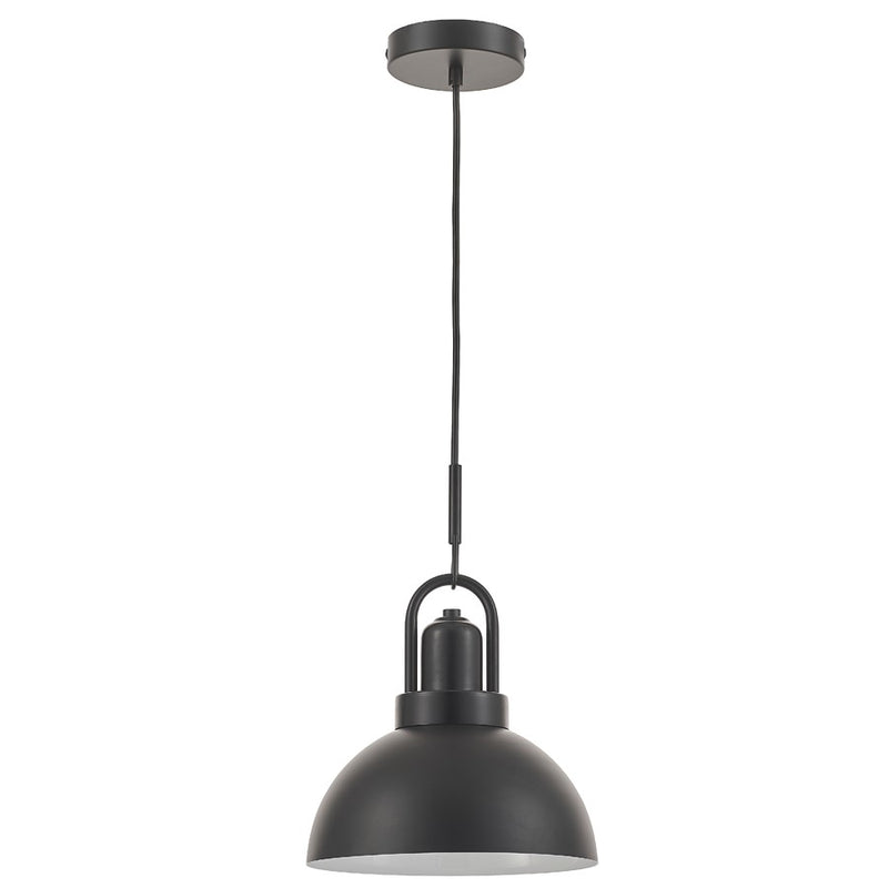 Dainolite Reveka 10in 1-Light Pendant | Transitional Matte Black Metal Bell Shade | Kitchen Island & Dining Nook | 10 x 10 x 15 in | Model RVK-101P-MB