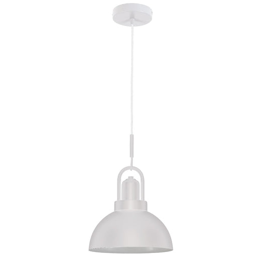 Dainolite Reveka 10in 1-Light Pendant | Transitional Matte White Metal Bell Shade | Kitchen Island & Dining Nook | 10 x 10 x 15 in | Model RVK-101P-MW