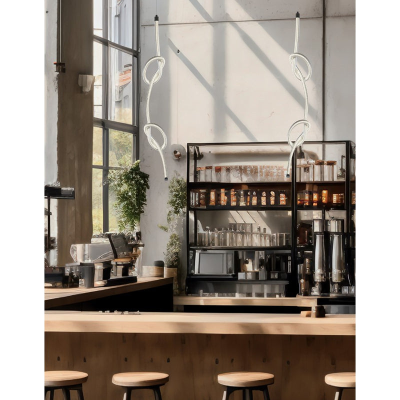 Dainolite Roxanne 36in 1-Light LED Pendant | Contemporary Matte Black and White Fabric/Silicone | Kitchen Island & Dining | Model RXN-3610LEDP-MB