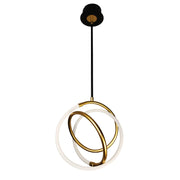Dainolite Raelynn 12.25in 1-Light LED Pendant | Modern Gold and Matte Black Metal with White Acrylic Shade | Kitchen Island | Model RYN-1211LEDP-GLD-MB