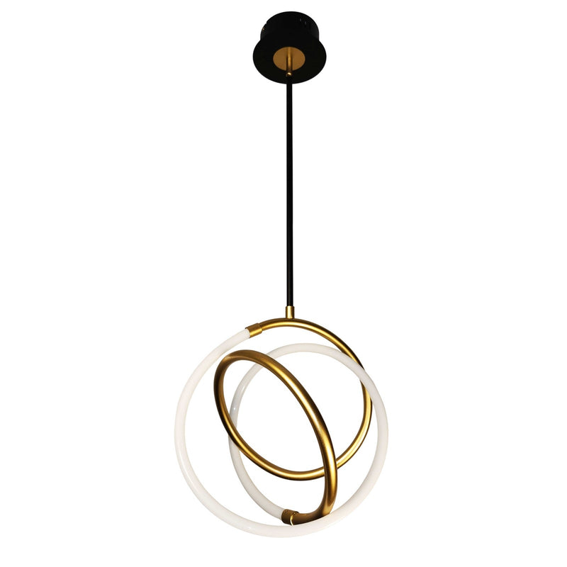 Dainolite Raelynn 12.25in 1-Light LED Pendant | Modern Gold and Matte Black Metal with White Acrylic Shade | Kitchen Island | Model RYN-1211LEDP-GLD-MB