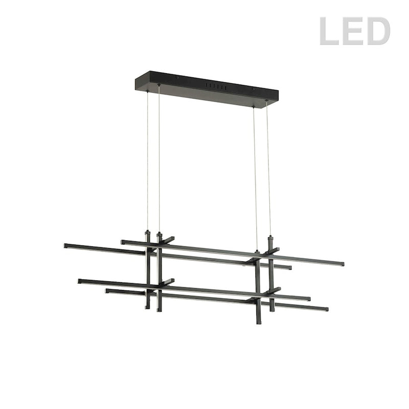 Dainolite Sally 40in 8-Light LED Pendant | Modern Matte Black Metal and White Acrylic | Kitchen Island & Dining Room | 10 x 40 x | Model SAL-4060LEDHP-MB
