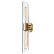 Dainolite Samantha 25in 2-Light Vanity Light | Transitional Clear Glass and Aged Brass Metal | Bathroom Vanity | Model SAM-252W-AGB
