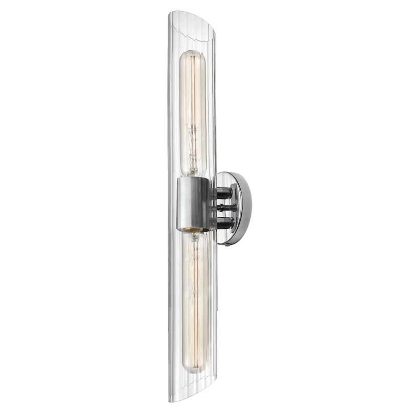 Dainolite Samantha 25in 2-Light Vanity Light | Transitional Clear Glass and Polished Chrome Metal | Bathroom Vanity | Model SAM-252W-PC