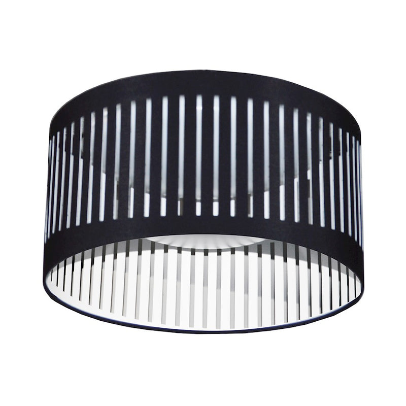 Dainolite SDLED 15in LED Flush Mount | Slit Drum Shade Jewel Tone Black Fabric | Bedroom & Hallway Ceiling Light | Model SDLED-15FH-BK