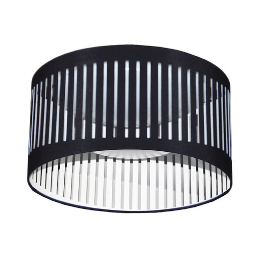 Dainolite SDLED 15in LED Flush Mount | Slit Drum Shade Jewel Tone Black Fabric | Bedroom & Hallway Ceiling Light | Model SDLED-15FH-BK