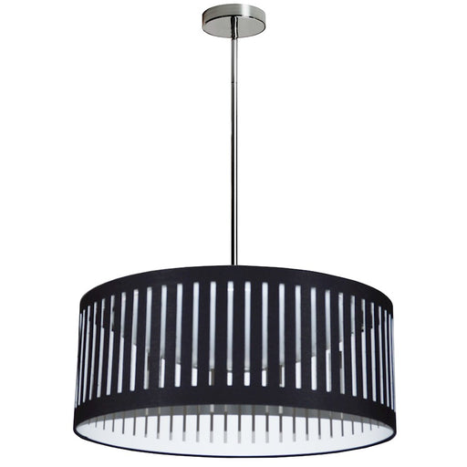 Dainolite LED Slit Drum Shade 20in 1-Light Pendant | Industrial Black Fabric and White Fabric Shade | Kitchen Island & Dining Room | Model SDLED-20P-BK