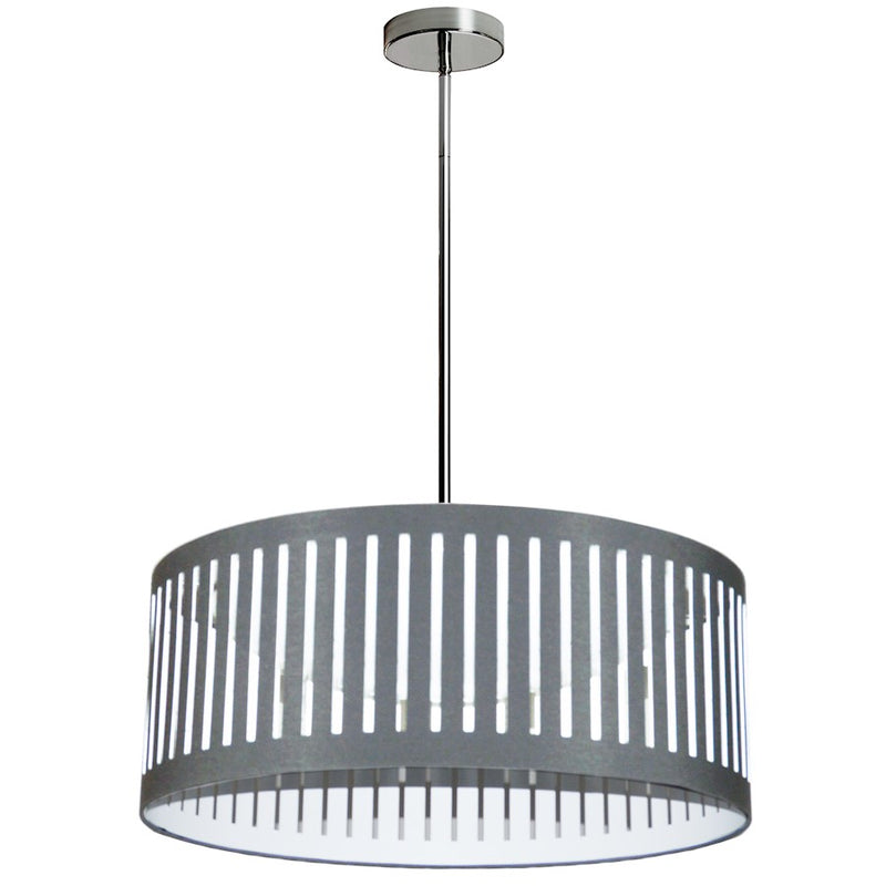 Dainolite Slit Drum 20in 1-Light Pendant | Modern Grey Fabric Shade and Polished Chrome Frame | Kitchen Island & Dining Room | 20 x | Model SDLED-20P-GRY