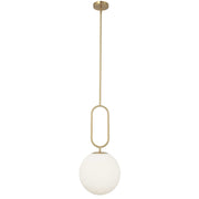 Dainolite Simone 12in 1-Light Pendant | Aged Brass Metal and Opal Glass | Kitchen Island & Dining Room | 12 x 12 x 27 in | Model SIM-121P-AGB